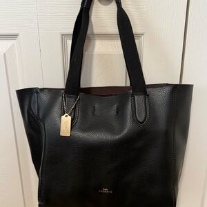 Coach Black Pebbled Leather Derby  Tote